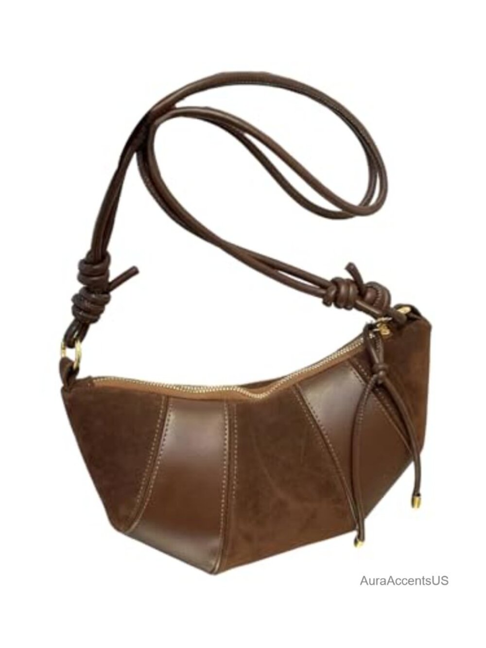 PU Leather Suede Croissant Crossbody Bag Shoulder Handbag Purse